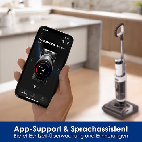 Tineco Floor One Stretch S6 Nass-Trockensauger, 180° flach, 70°C FlashDry Selbstreinigung, 3-Seiten-Kantenreinigung, 40 Min Laufzeit