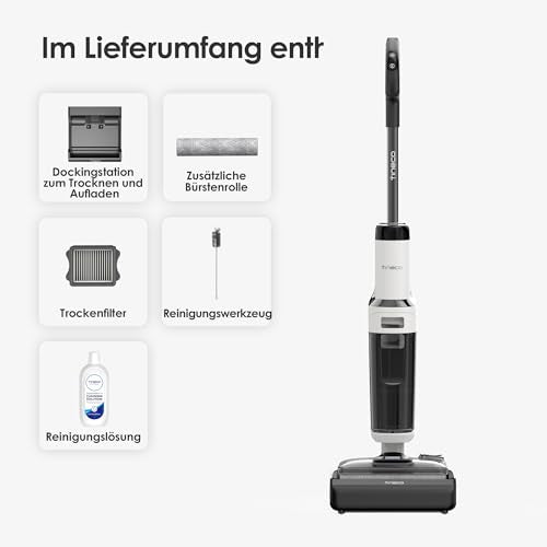 Tineco Floor One Stretch S6 Nass-Trockensauger, 180° flach, 70°C FlashDry Selbstreinigung, 3-Seiten-Kantenreinigung, 40 Min Laufzeit