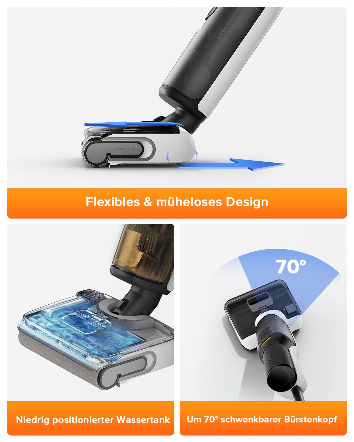 roborock F25 LT Nass-Trockensauger, 180° flach, 20.000Pa, 90°C Heißwasser-Selbstreinigung, Heißlufttrocknung, kabellos