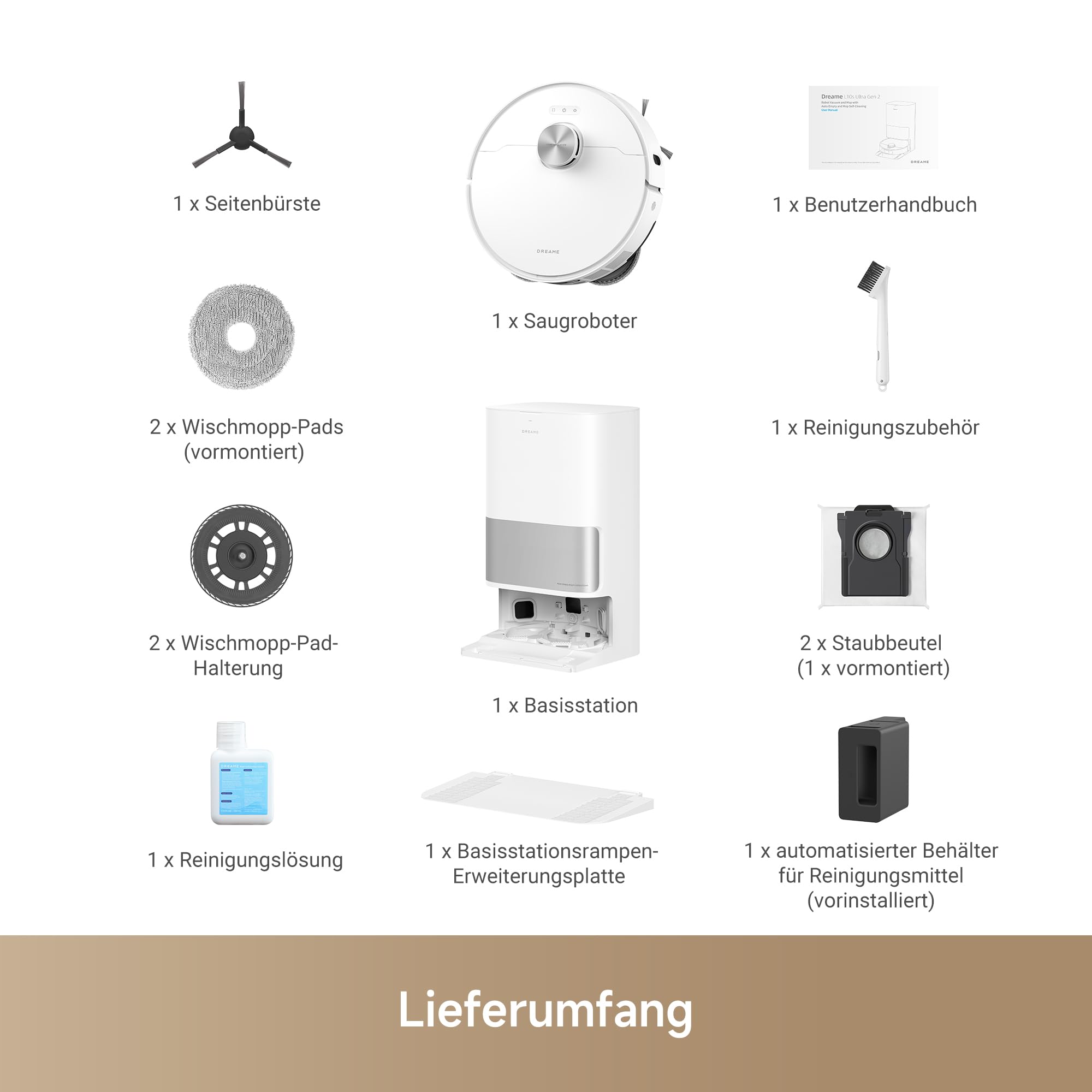 dreame L10s Ultra Gen 2 Saugroboter, 10.000Pa, Wischfunktion, MopExtend RoboSwing, Haustiermodus, automatische Basis, Teppichreinigung