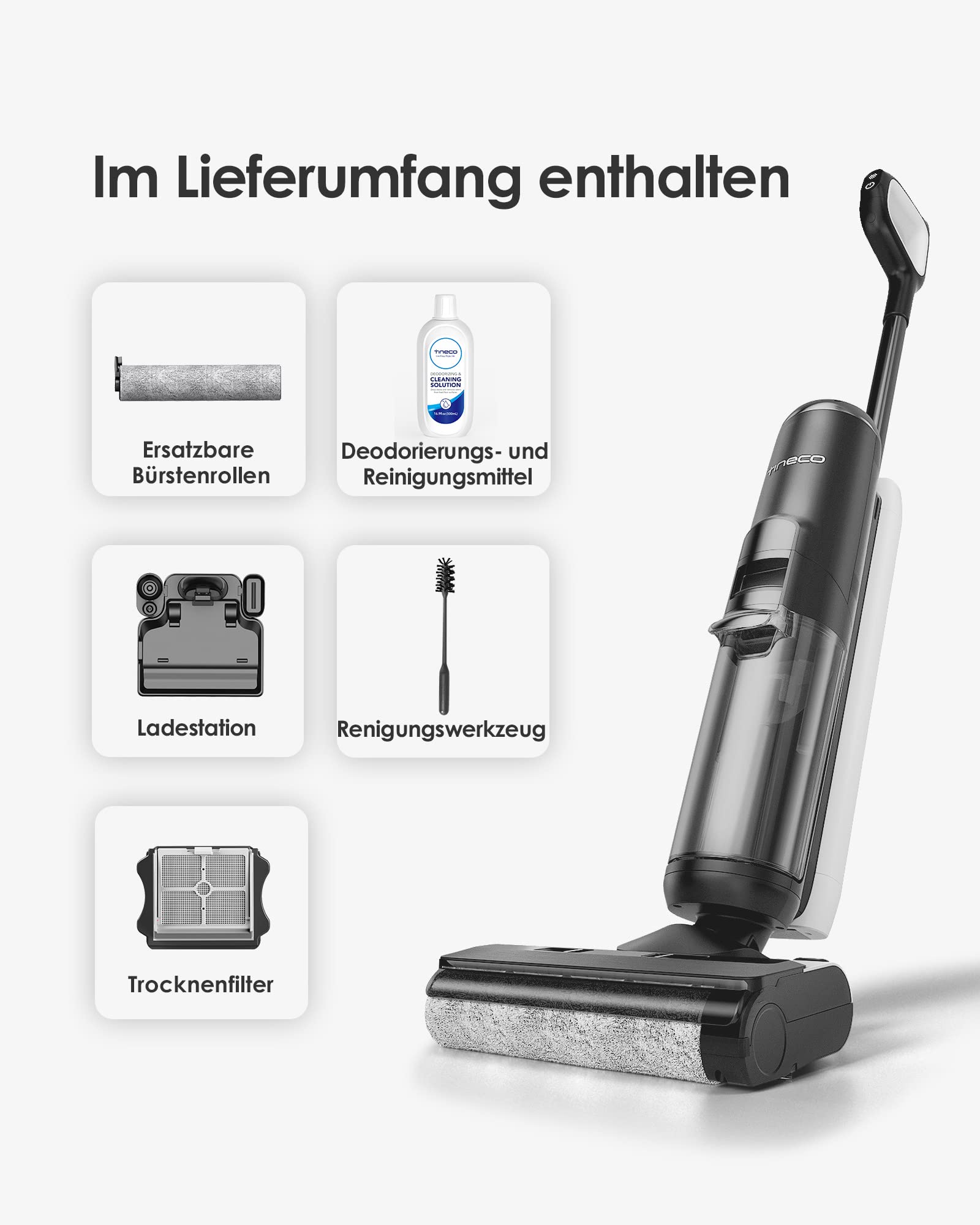 Tineco Floor One S5 Nass-Trockensauger, iLoop, Kabellos, Dual-Tank, LED-Display, Selbstreinigung, für Hartböden & Tierhaare