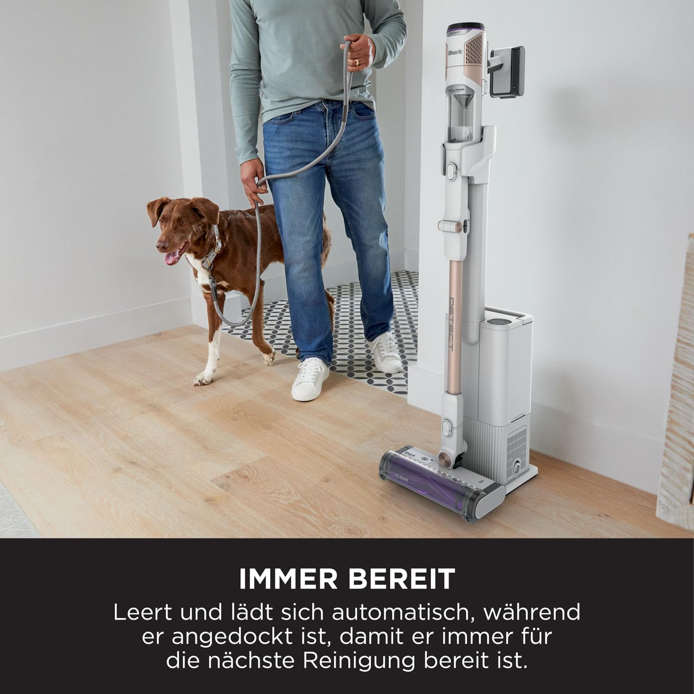 Shark Detect Clean & Empty Akku-Staubsauger, DirtDetect, 60 Min Laufzeit, 2L Selbstleer-Basis, Anti Hair Wrap, Weiß IW3612EU