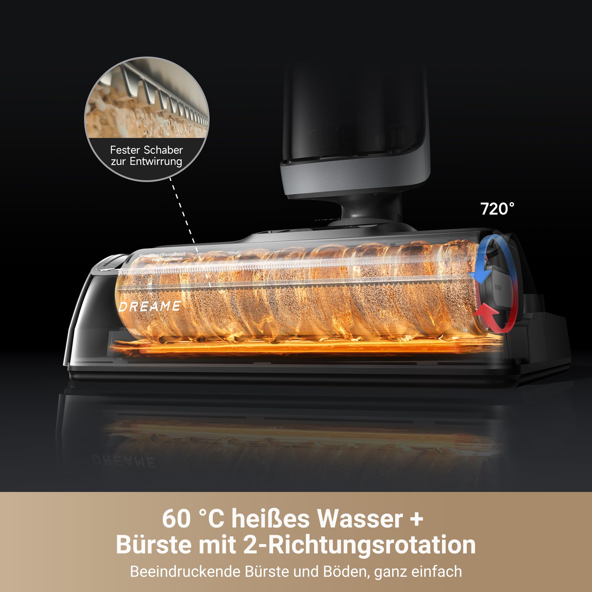 dreame H14 Pro Nass-Trockensauger, 180° Lie-Flat, 18 kPa, 60°C Bürstenpflege, 5 Min Trocknung, Doppelkante, App-Steuerung