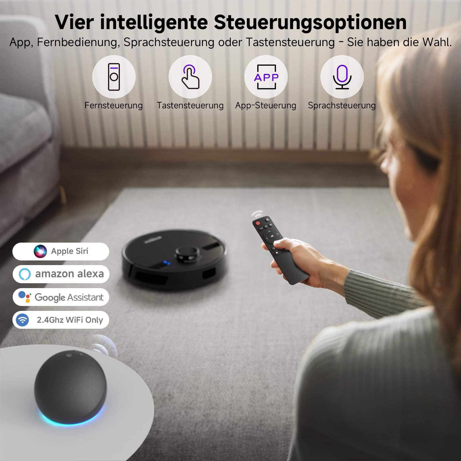 MONSGA Saugroboter mit Wischfunktion, 3,5L Absaugstation, 5000Pa, 180 Min Laufzeit, LiDAR, Teppich & Tierhaare, App-Steuerung
