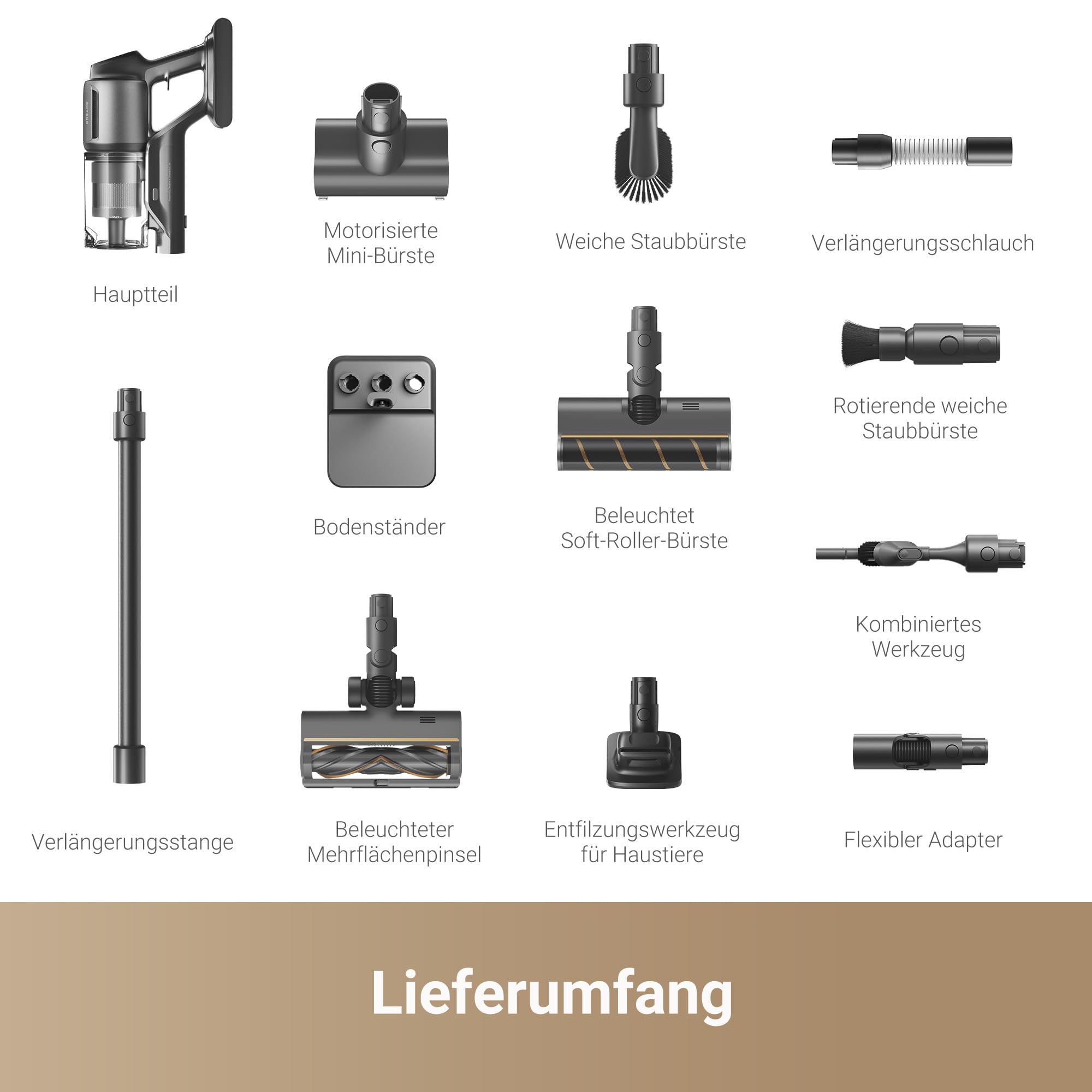 dreame Z30 Akku-Staubsauger, 310AW, 90 Min Laufzeit, Dust-Reveal, Tierhaar-Tool, Multiboden, Schmutzerkennung
