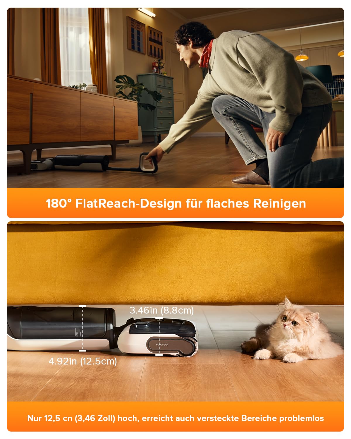 roborock F25 LT Nass-Trockensauger, 180° flach, 20.000Pa, 90°C Heißwasser-Selbstreinigung, Heißlufttrocknung, kabellos