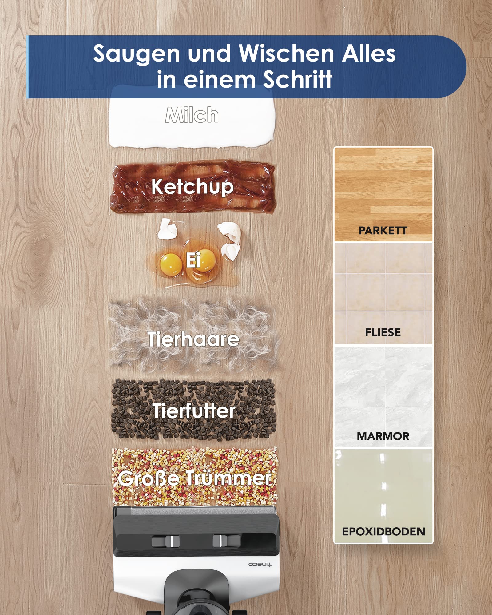 Tineco Floor One S5 Nass-Trockensauger, iLoop, Kabellos, Dual-Tank, LED-Display, Selbstreinigung, für Hartböden & Tierhaare