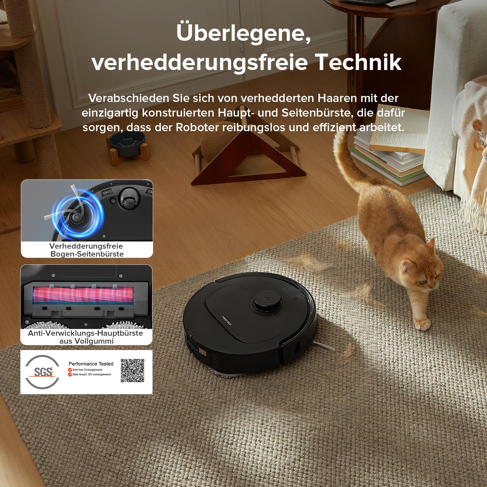 Roborock Qrevo Serie Saugroboter, 8000Pa, Wischfunktion mit Hebemopp, Anti-Verfilzungs-Bürste, Hindernisvermeidung, All-in-One Dock, Schwarz