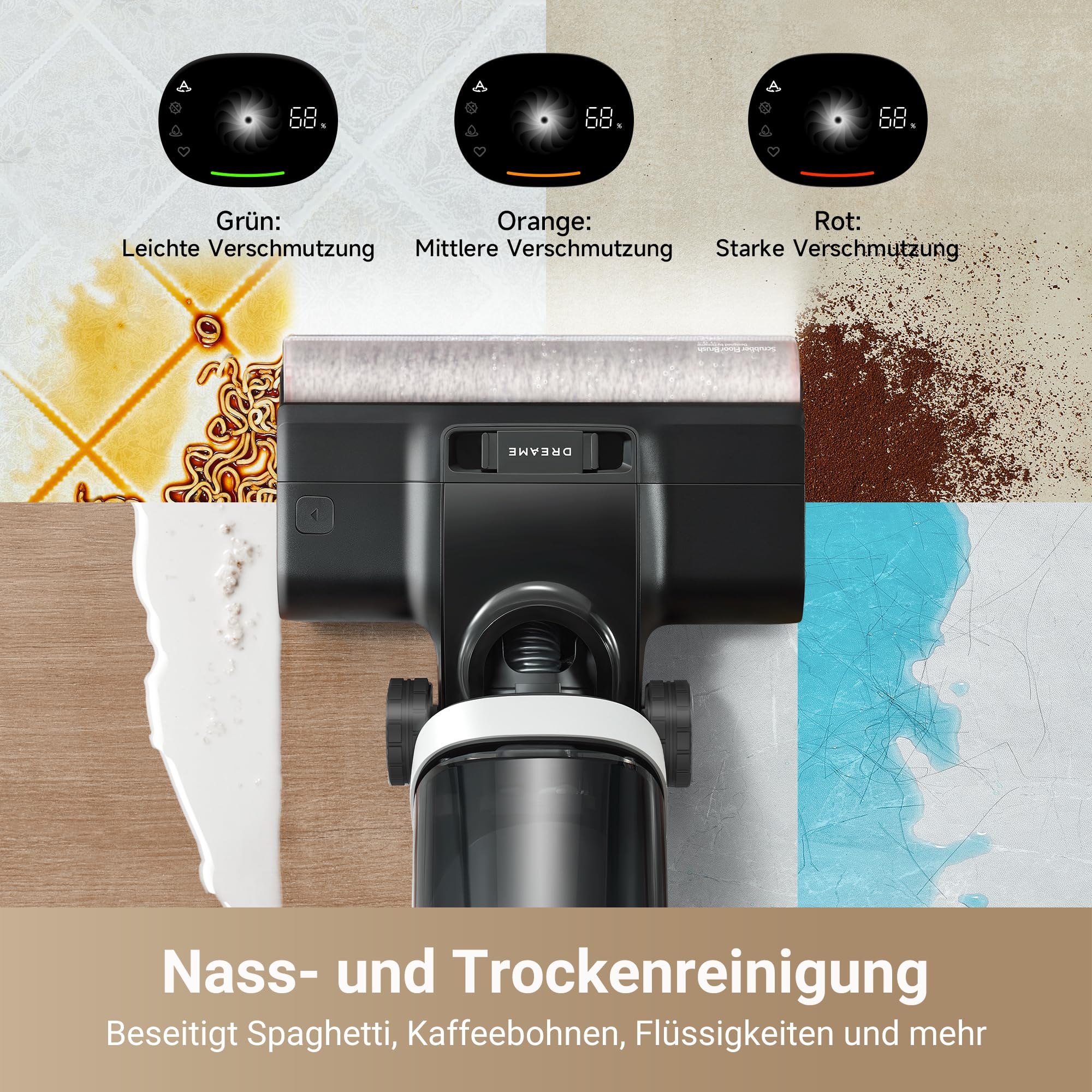 dreame H14 Pro Nass-Trockensauger, 180° Lie-Flat, 18 kPa, 60°C Bürstenpflege, 5 Min Trocknung, Doppelkante, App-Steuerung