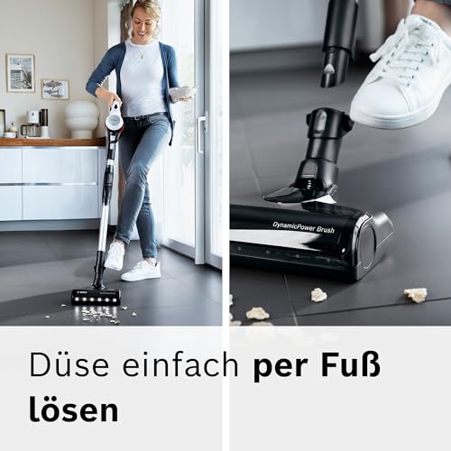 Bosch Unlimited 7 BSS711W Akku-Staubsauger, kabellos, beutellos, Wechselakku, LED, XXL-Polsterdüse, Hygiene-Filter, Turbostufe, weiß