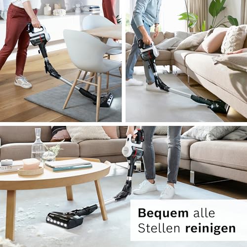 Bosch Unlimited 7 BSS711W Akku-Staubsauger, kabellos, beutellos, Wechselakku, LED, XXL-Polsterdüse, Hygiene-Filter, Turbostufe, weiß