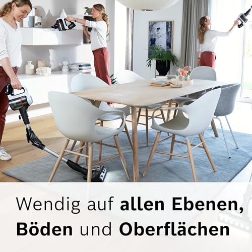 Bosch Unlimited 7 BSS711W Akku-Staubsauger, kabellos, beutellos, Wechselakku, LED, XXL-Polsterdüse, Hygiene-Filter, Turbostufe, weiß