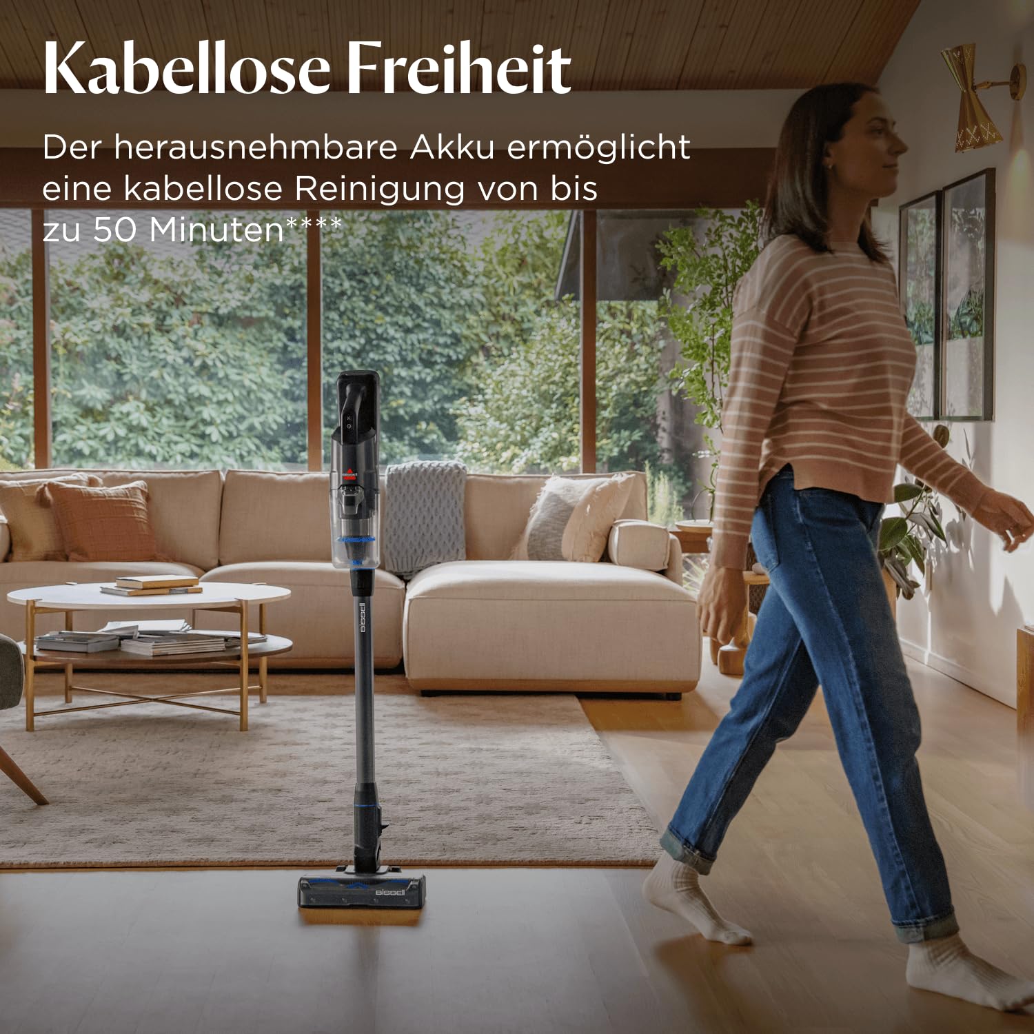 Bissell PowerClean FurGuard Akku-Staubsauger, 280W, 50 Min Laufzeit, HEPA-Filter, FurFinder-Licht, selbstreinigende Bürste