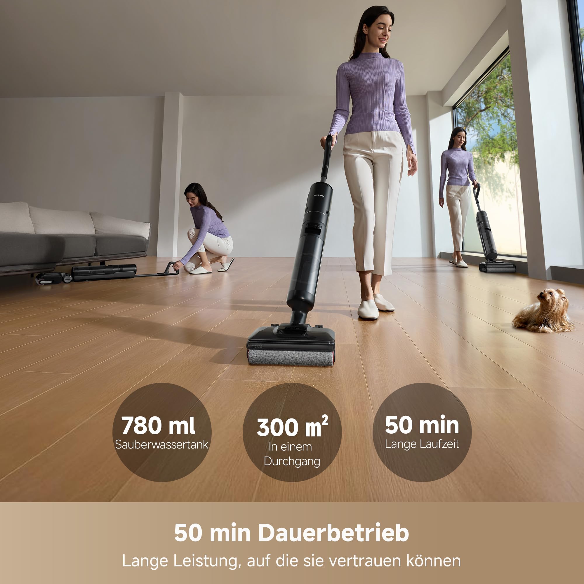 dreame H12 Pro FlexReach Nass-Trockensauger, 180° flach, 18 kPa, 90°C Heißwäsche, 5 Min Trocknung, 50 Min Laufzeit, Doppel-Kantenreinigung