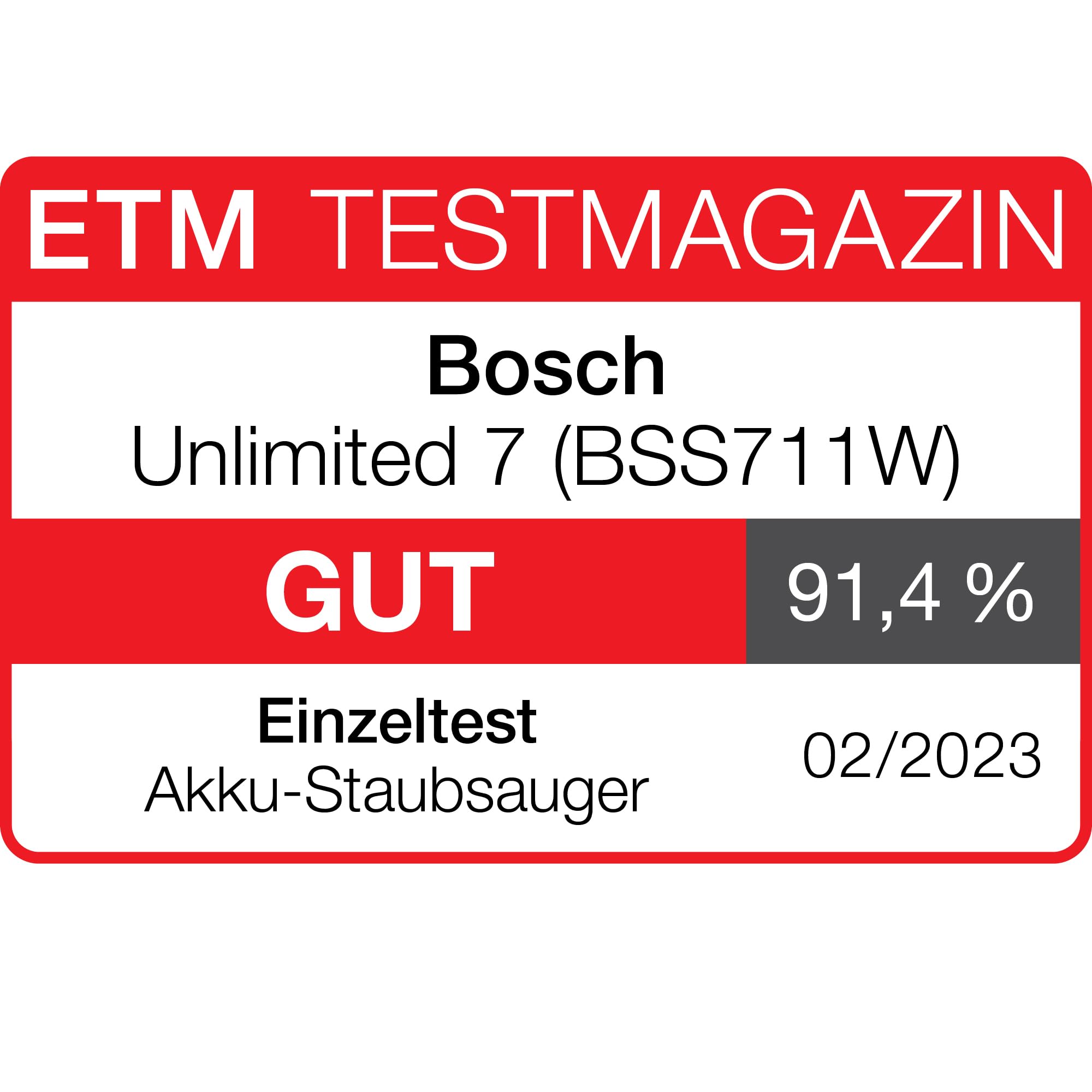 Bosch Unlimited 7 BSS711W Akku-Staubsauger, kabellos, beutellos, Wechselakku, LED, XXL-Polsterdüse, Hygiene-Filter, Turbostufe, weiß