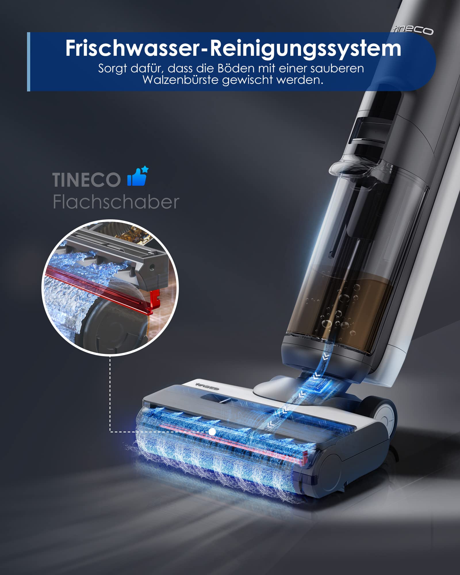Tineco Floor One S5 Nass-Trockensauger, iLoop, Kabellos, Dual-Tank, LED-Display, Selbstreinigung, für Hartböden & Tierhaare