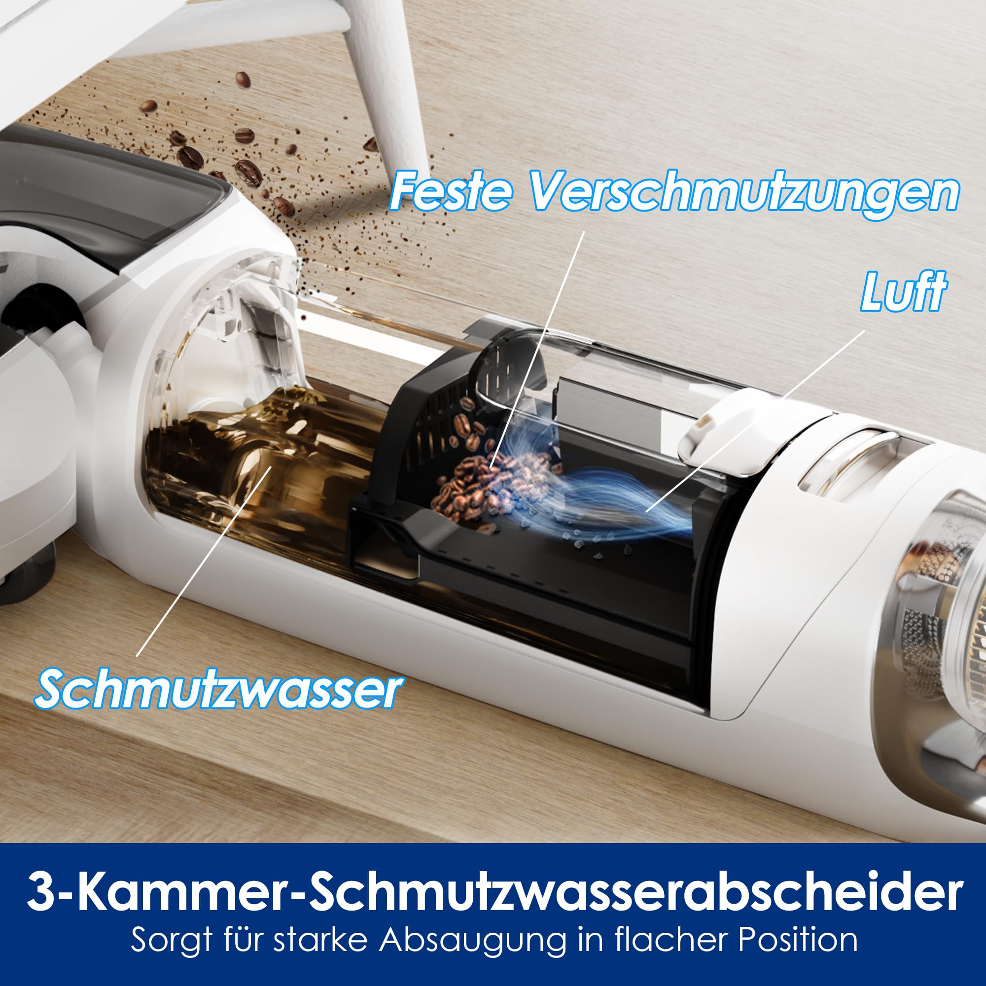 Tineco Floor One Stretch S6 Nass-Trockensauger, 180° flach, 70°C FlashDry Selbstreinigung, 3-Seiten-Kantenreinigung, 40 Min Laufzeit