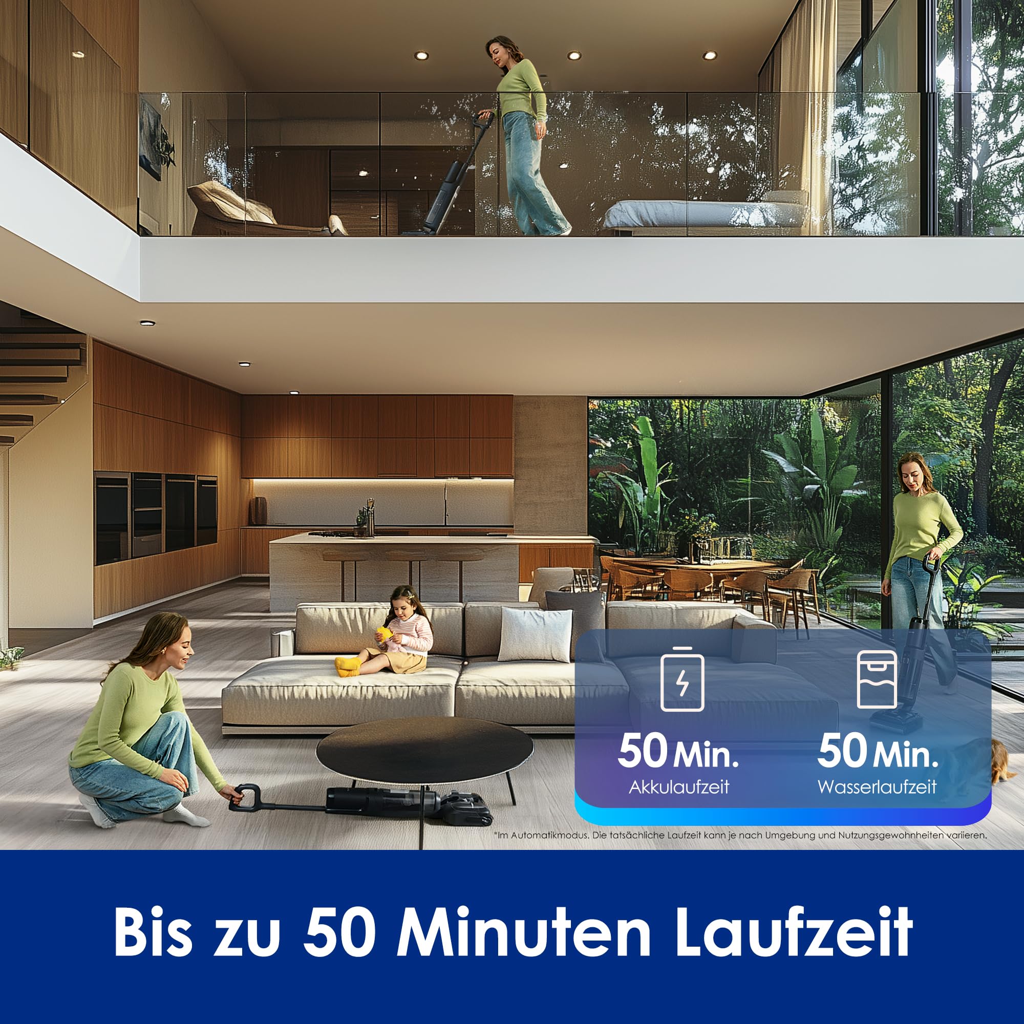 Tineco Floor One S7 Stretch Nass-Trockensauger, 180° flach, 85°C Selbstreinigung, 50 Min Laufzeit, Anti-Tangle, Kanten- & Möbelreinigung