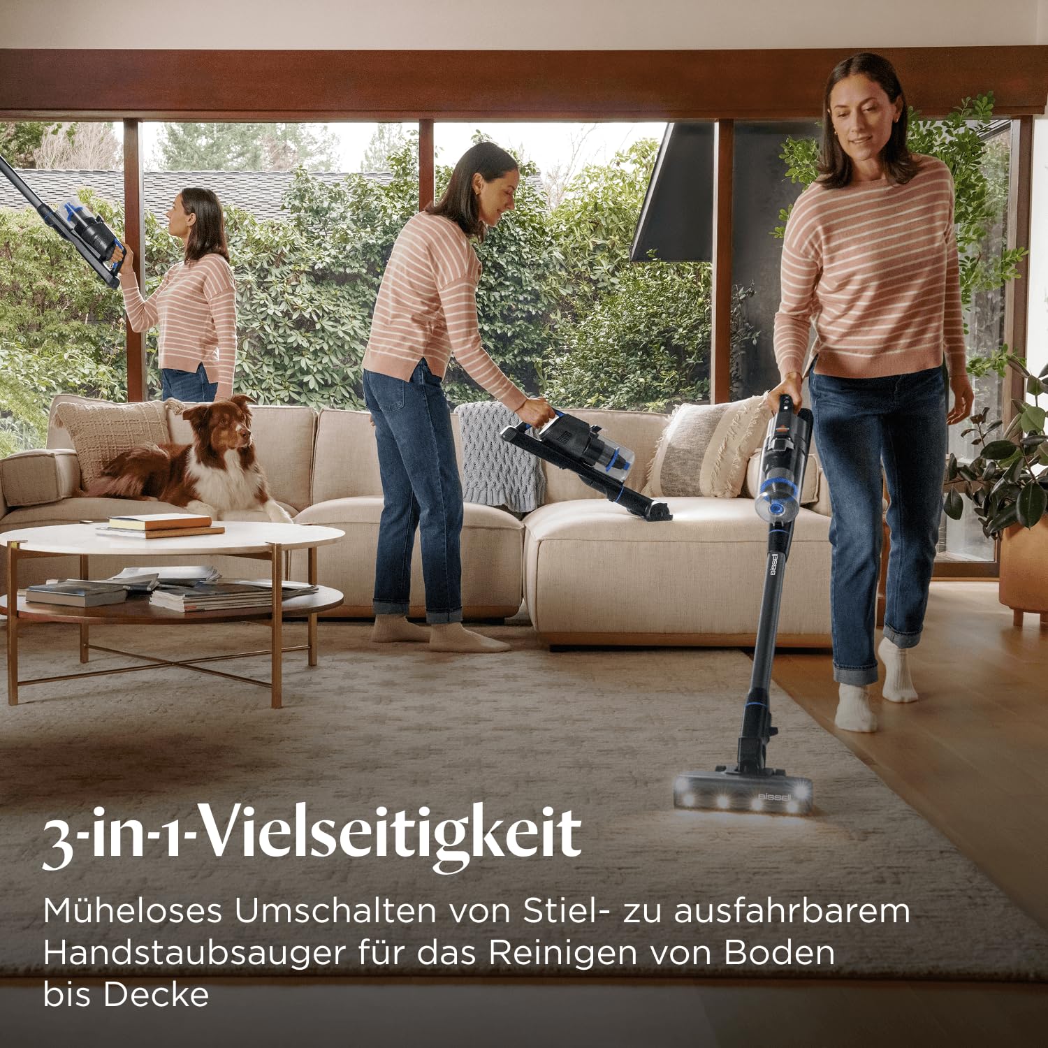 Bissell PowerClean FurGuard Akku-Staubsauger, 280W, 50 Min Laufzeit, HEPA-Filter, FurFinder-Licht, selbstreinigende Bürste
