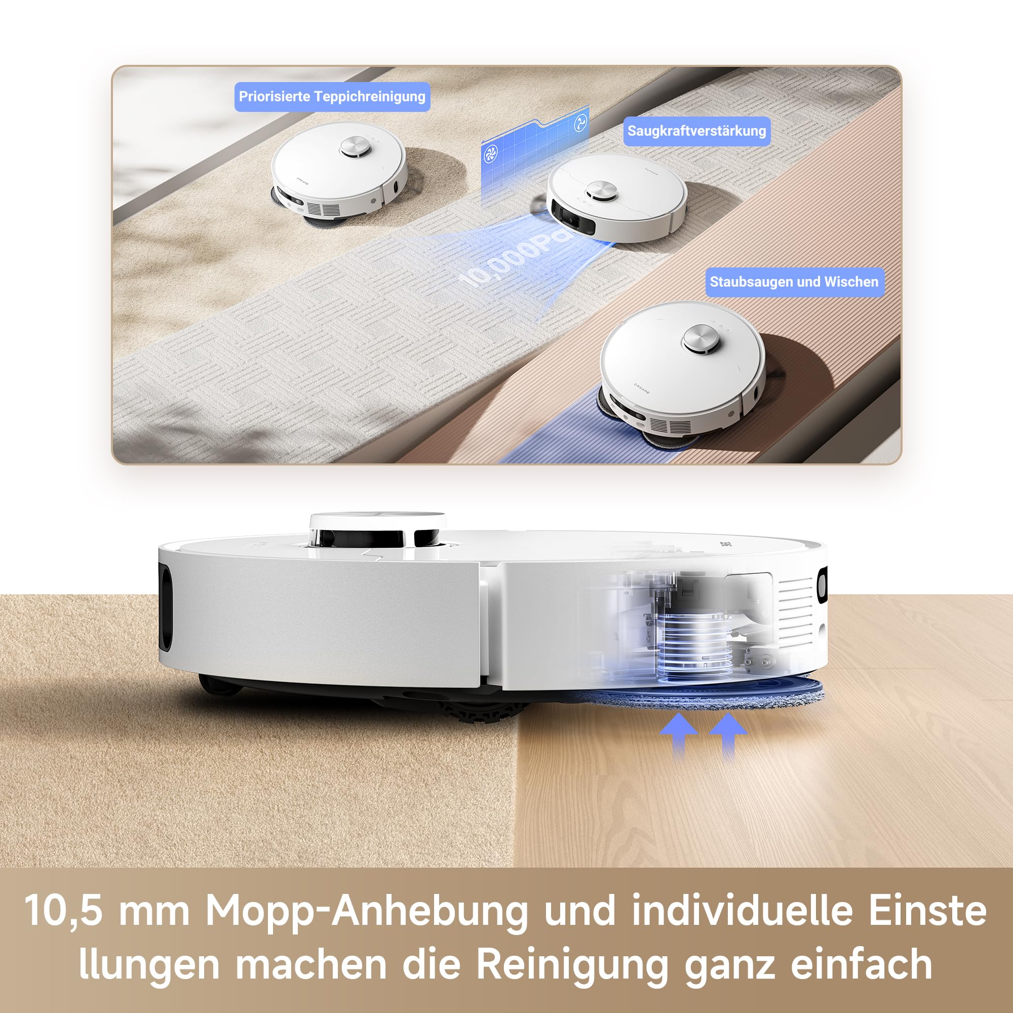 dreame L10s Ultra Gen 2 Saugroboter, 10.000Pa, Wischfunktion, MopExtend RoboSwing, Haustiermodus, automatische Basis, Teppichreinigung